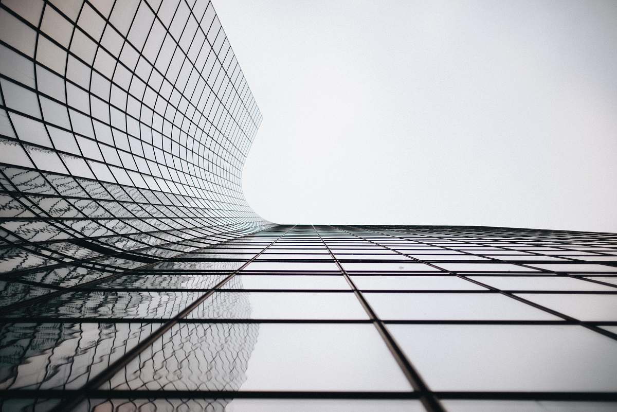 looking up architectural photograph of building curtain wall paris